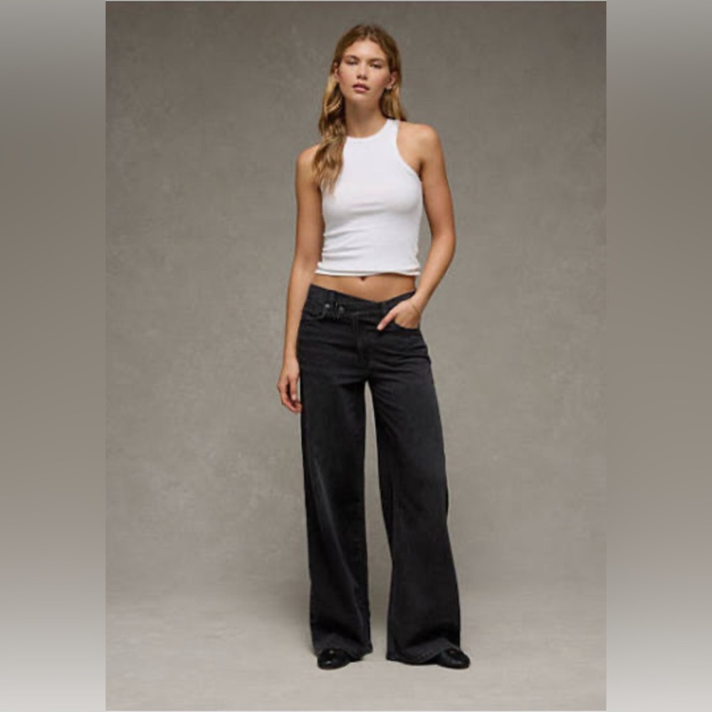 Black American eagle super high-rise baggy wide leg